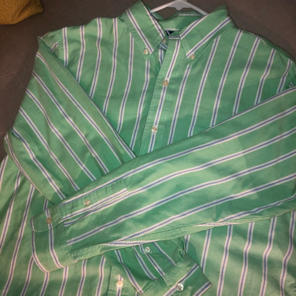 Green and white button up - Picture 1 of 3
